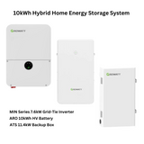 Growatt 10kWh Hybrid Home Energy Storage System | 7.6kW Storage Inverter + 10kWh High Voltage Battery + ATS