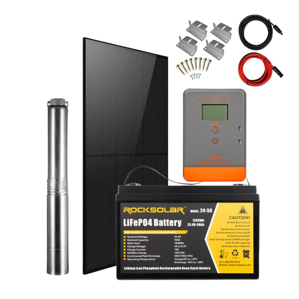 ROCKSOLAR 500W 24V Off-Grid Solar Water Pump Kit