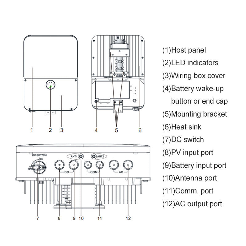 Growatt 7.6kW MIN 7600TL-XH-US Grid-Tie Inverter | Battery Storage Solar Inverter