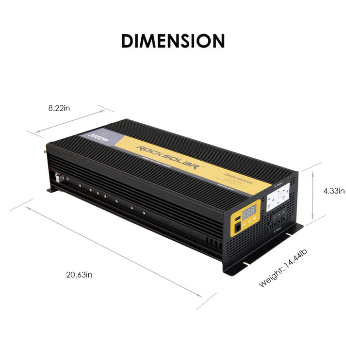 Rocksolar 3000W 12V Pure Sine Wave Power Inverter  with Remote Control Panel