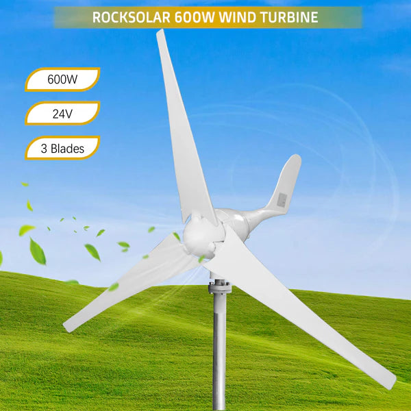 Rocksolar 600W 12V/24V Wind Turbine Generator With MPPT Hybrid Controller