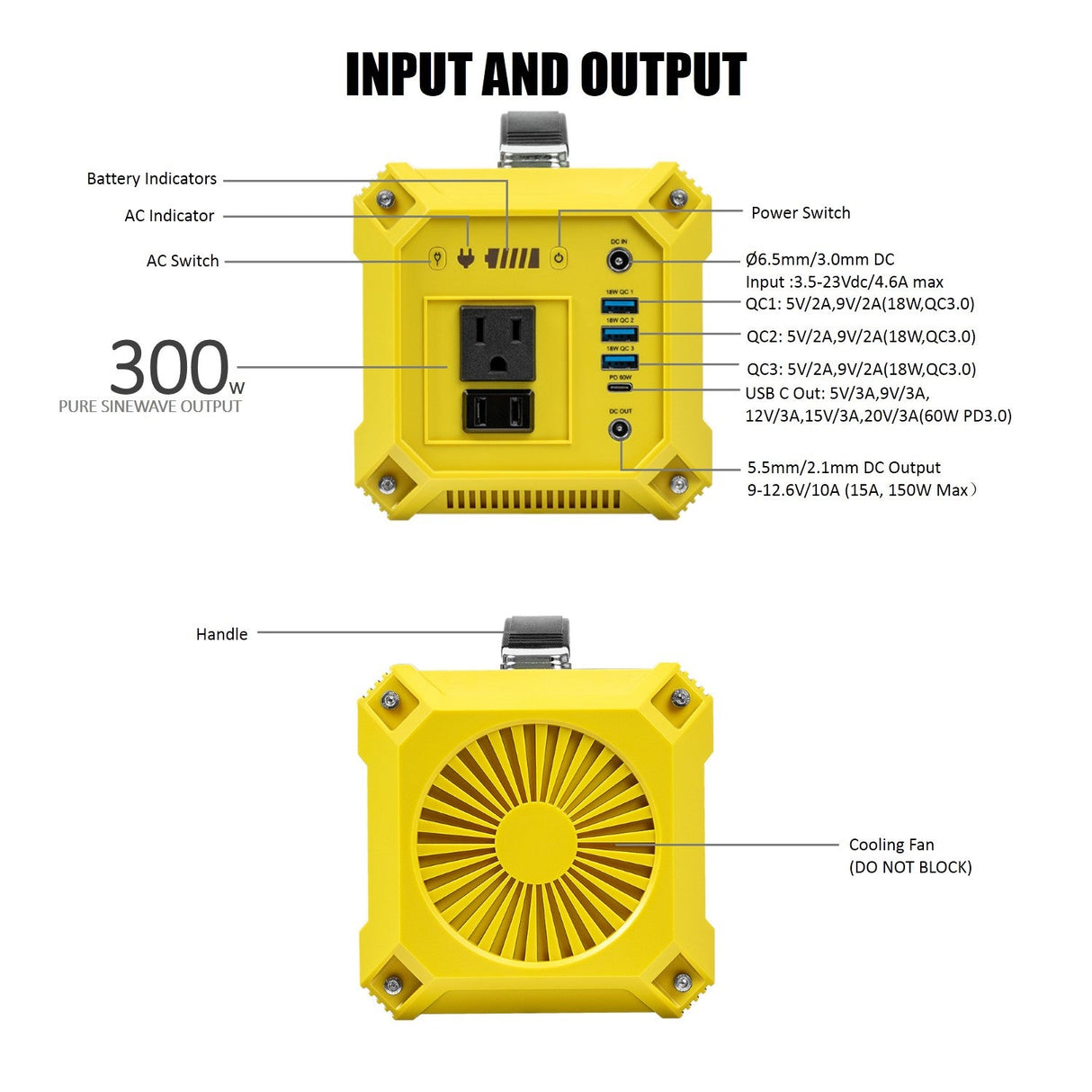 input & output of rocksolar portable power 